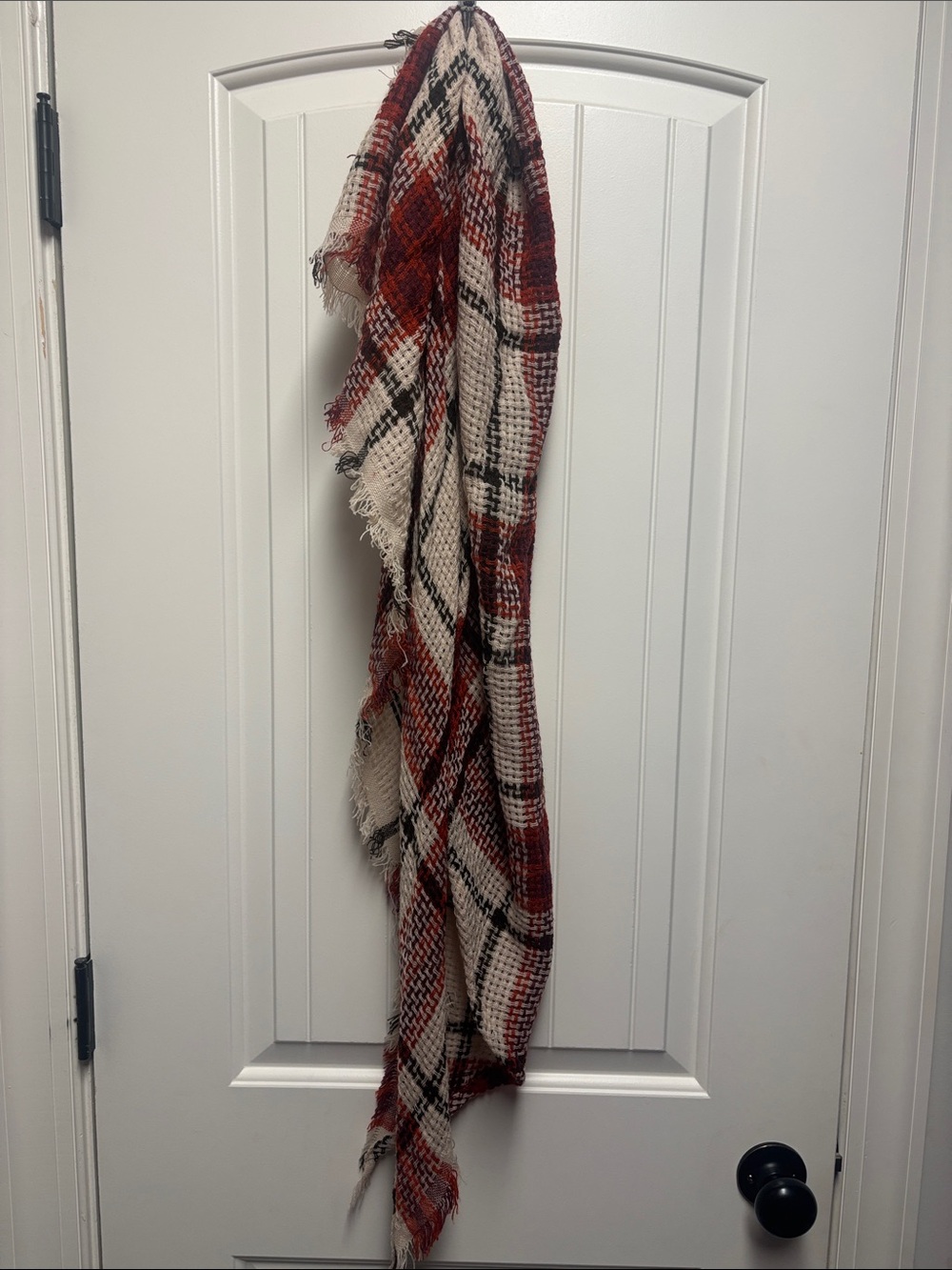 Cozy Plaid Fringe Triangle Scarf